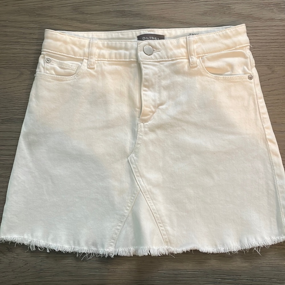 DL1961 Girls white Frayed Denim mini Skirt Jenny Size 14